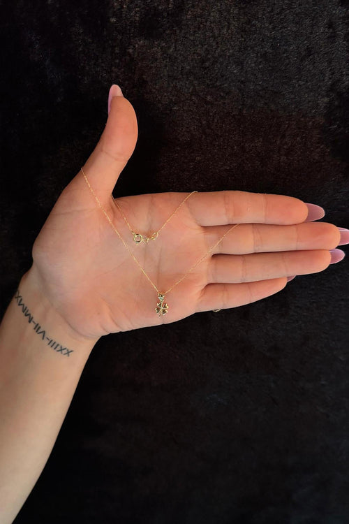 14ct Gold Cable Clover Necklace