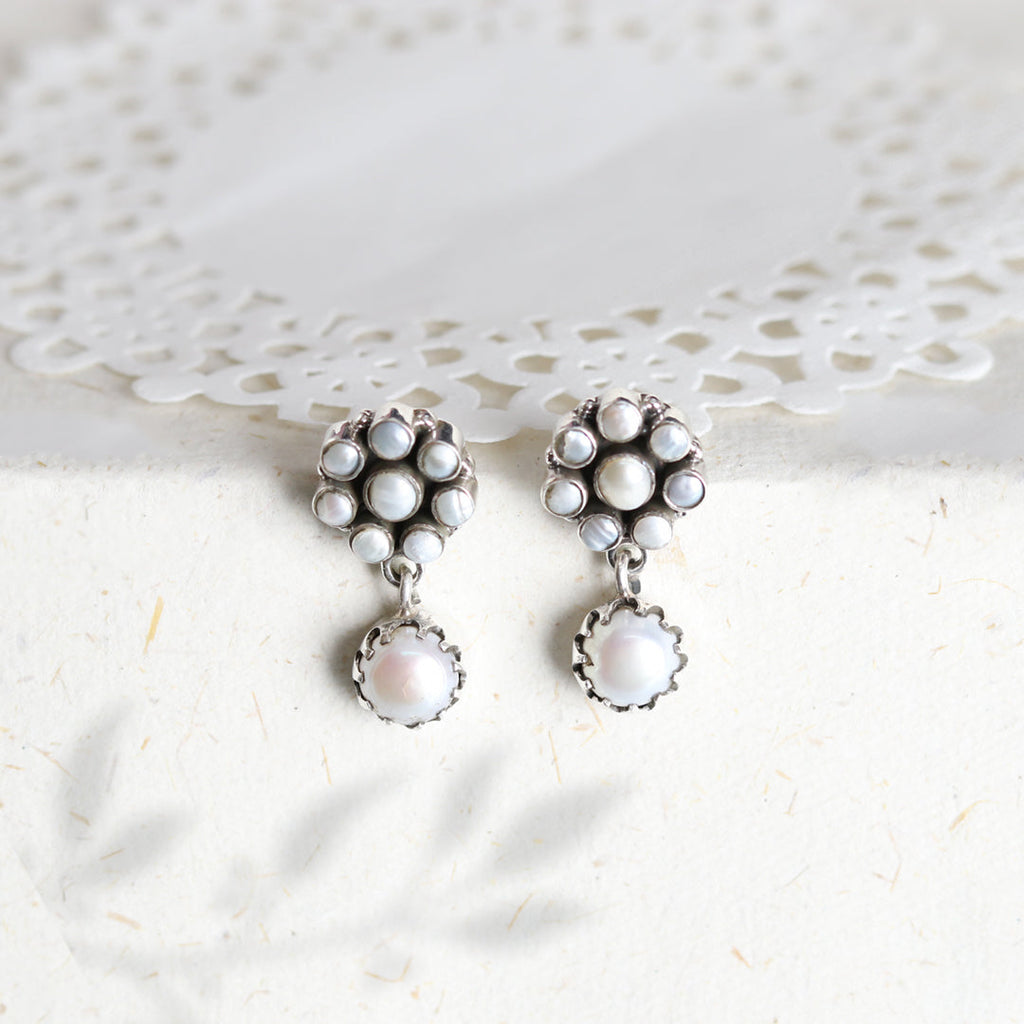 Pearl Flower Drop Earrings