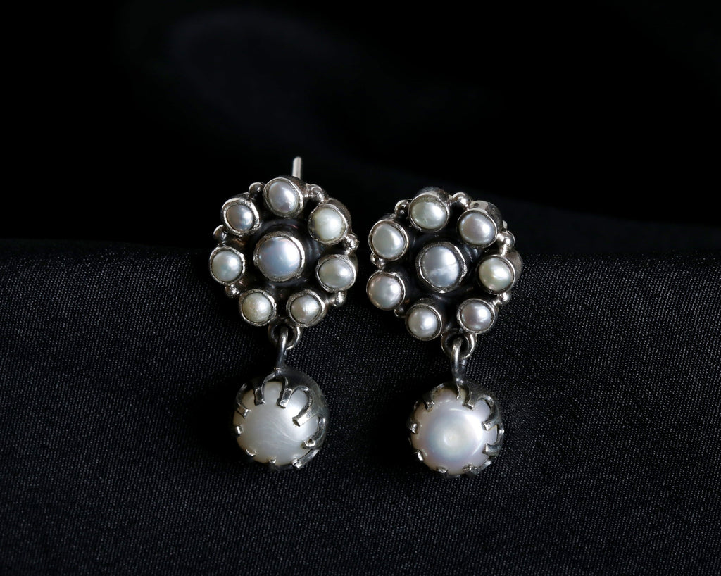 Pearl Flower Drop Earrings