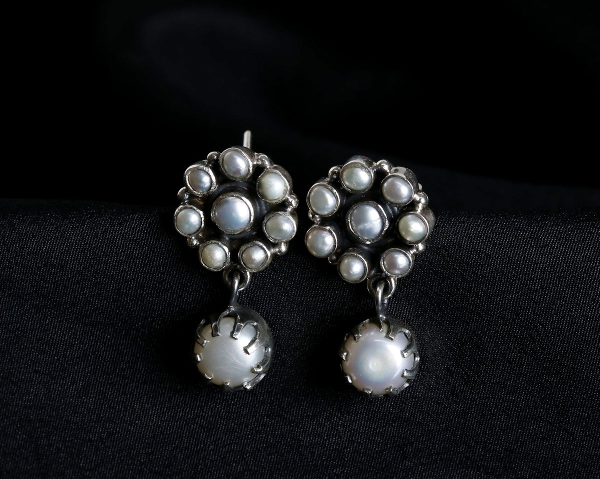 Pearl Flower Drop Earrings