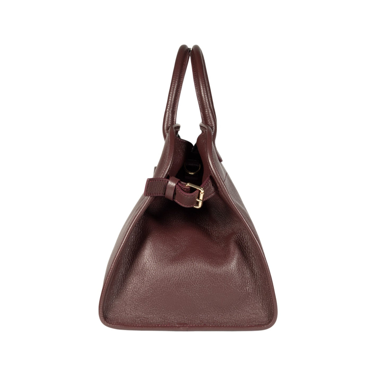 RB1032X | Women's Hand Bag FRIDA in Genuine Leather Made in Italy. Shiny Gold metal hardware - Bordeaux color - Dimensions: cm 43 x 29 x 24 + 12 (Light handles)